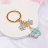 1Pcs Lovely Flower Keychain Sweet Solid Color Three Cherry Blossom Pendant Key Ring For Women Handbag Decor