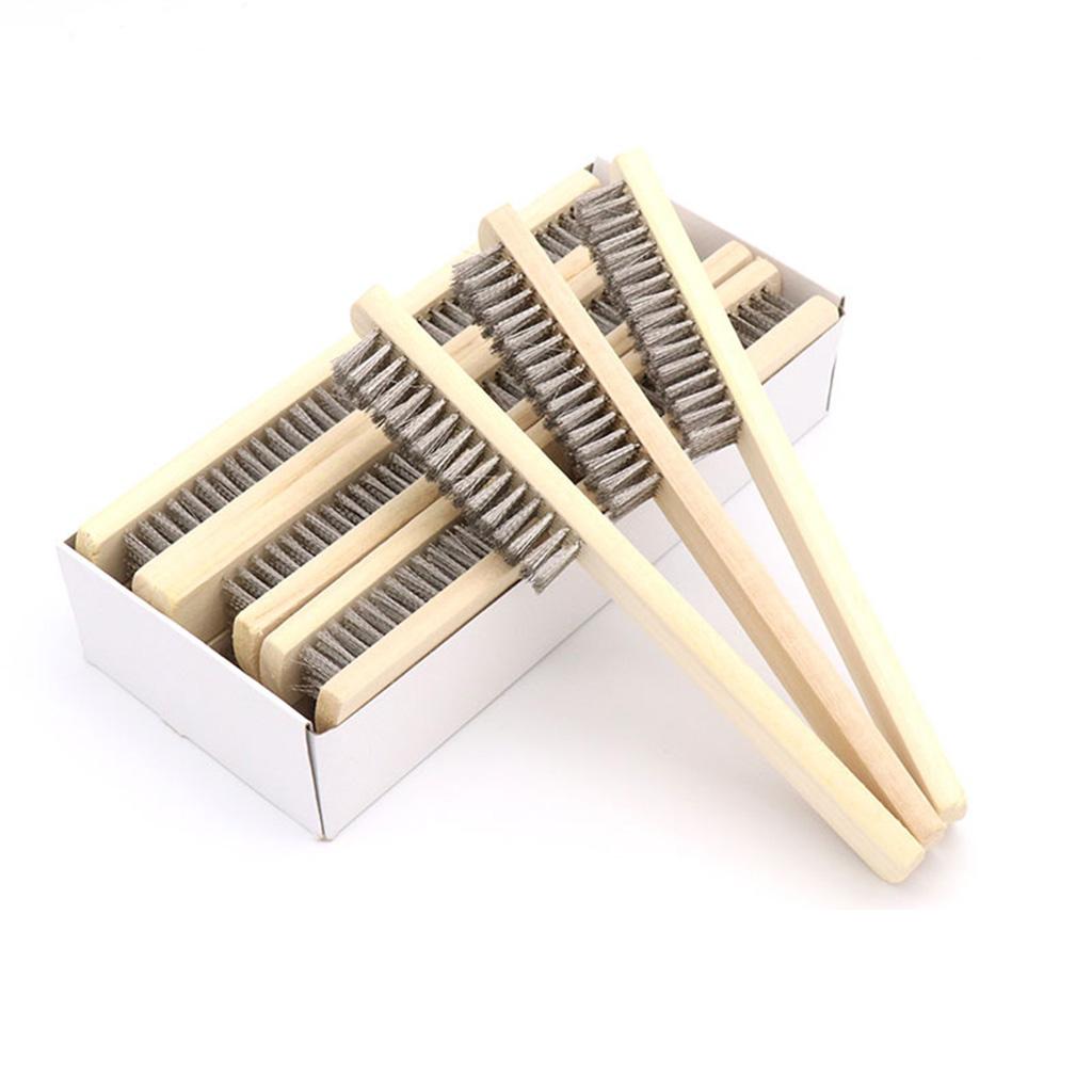 3 Pieces 8 Inches Wire Scratch Brush with Wooden Handle, Multi-Purpose Handle