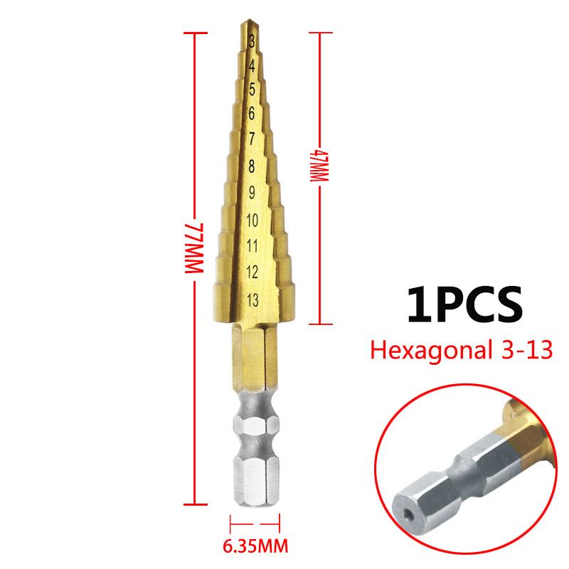 3pcs 3-12mm 4-12mm 4-20mm HSS Straight Groove Step Drill Bit Set Titanium Coated Wood Metal Hole Cutter Core Drill Bit Set