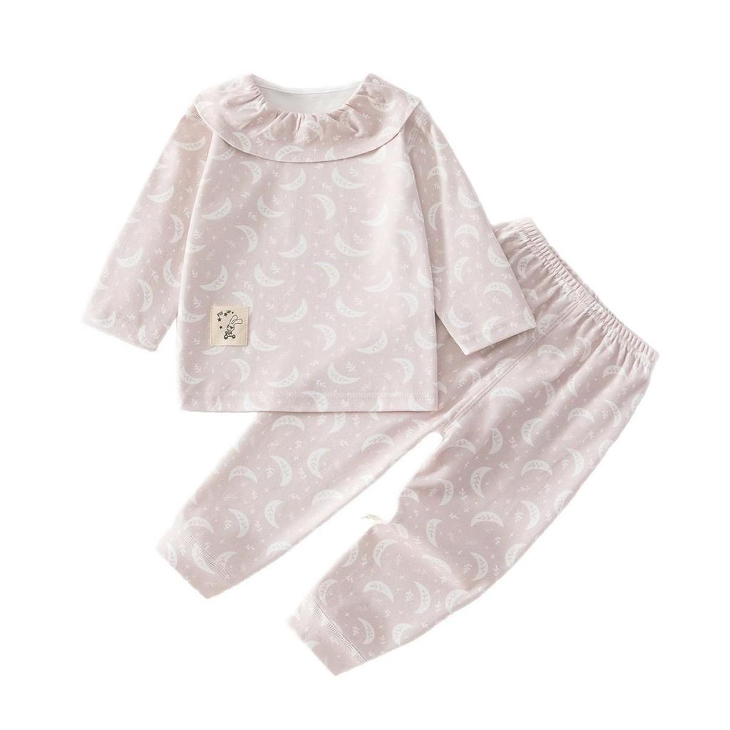 Baby Girl Autumn Pure Cotton Pajamas Set – Toddler Two-Piece Home Wear for Spring, Autumn & First Birthday