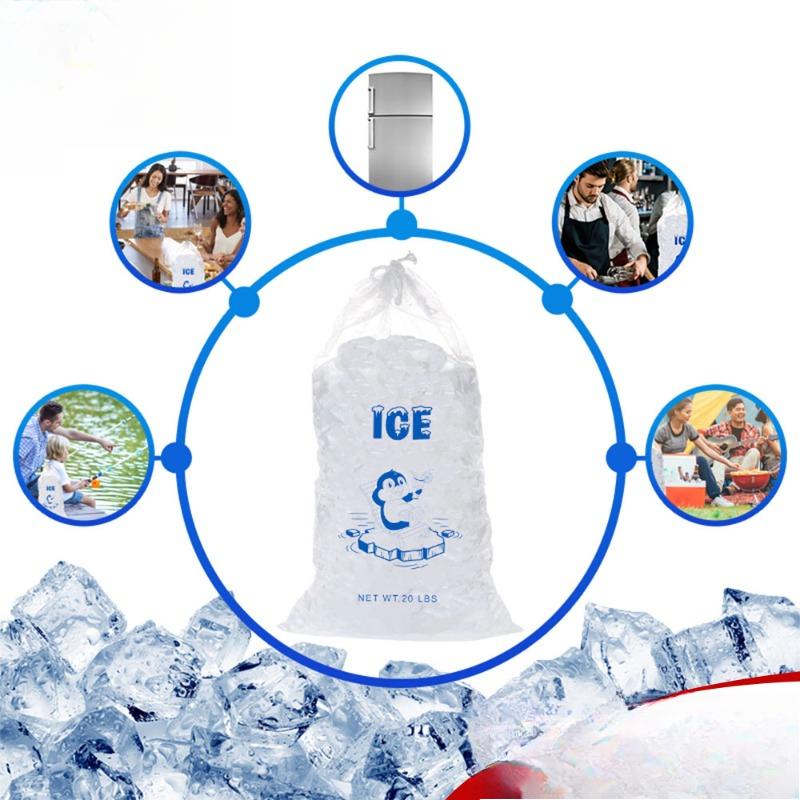10pcs Portable Drawstring Ice Storage Bag Reusable PE Material Leakproof Cooler Bag for Outdoor Picnic Camping