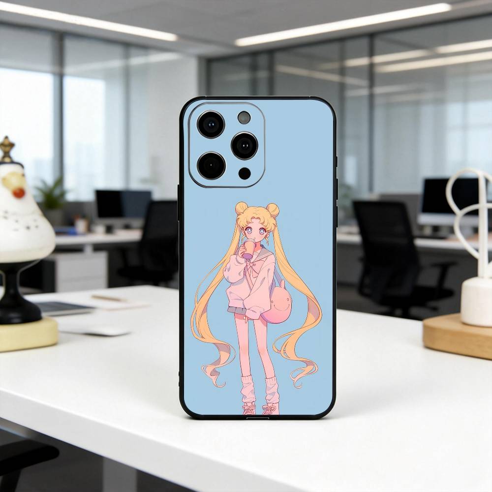 Cartoon S-Sailor M-Moon-es Art Phone Case For iPhone 17, 16,15,14,13,12,11 Plus,Pro Max, Others Soft Black Cover