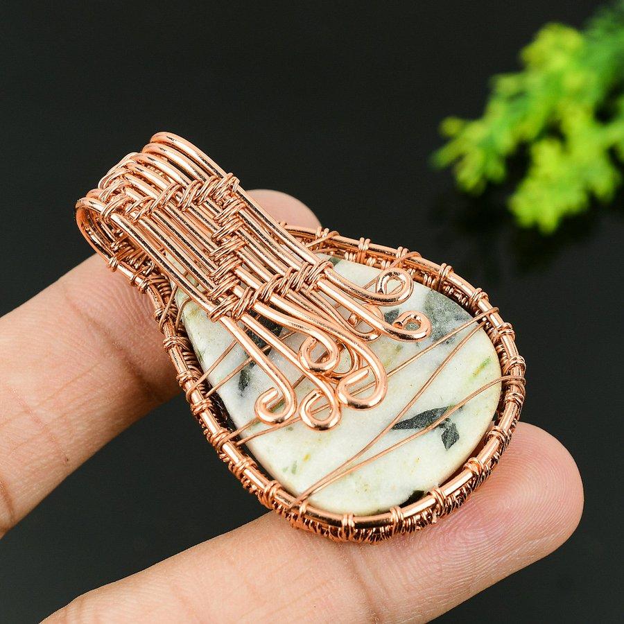 Variscite Handmade Copper Wire Wrap Jewelry Pendant 2.05 w3h81