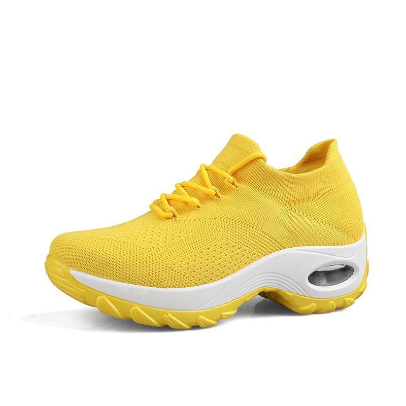 

Women s shoes 2025 spring casual versatile air cushion running shoes flying woven light mouth lazy shoes one pedal sports shoes 41 жовтий