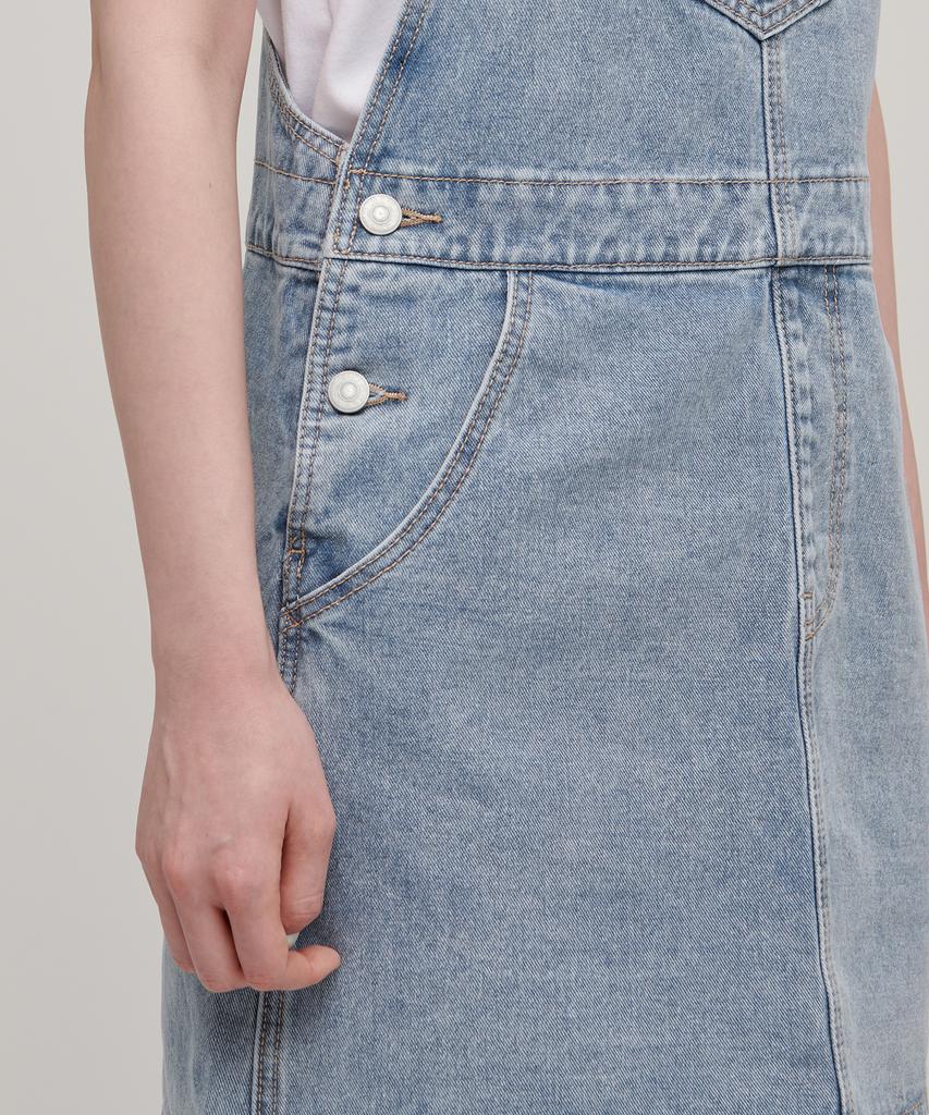 Musinsa Standard Woman Women'S Denim Overall Mini Dress [Light Indigo]