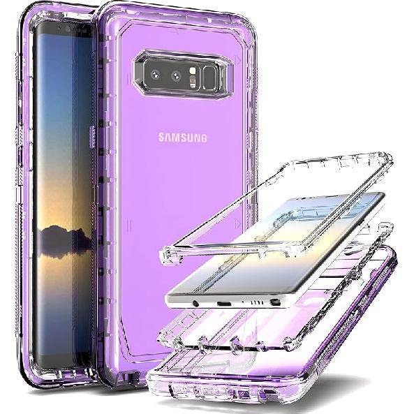 YmhxcY Case Compatible with Galaxy Note 8,Drop 3 Layer Durable Cover (No Screen Protector) Solid Rubber Case / 16ft Test Clear Case-Transparent