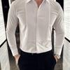 Heren Franse Textuur Slim Fit Lange Mouwen Formeel Smoking Dress Shirt