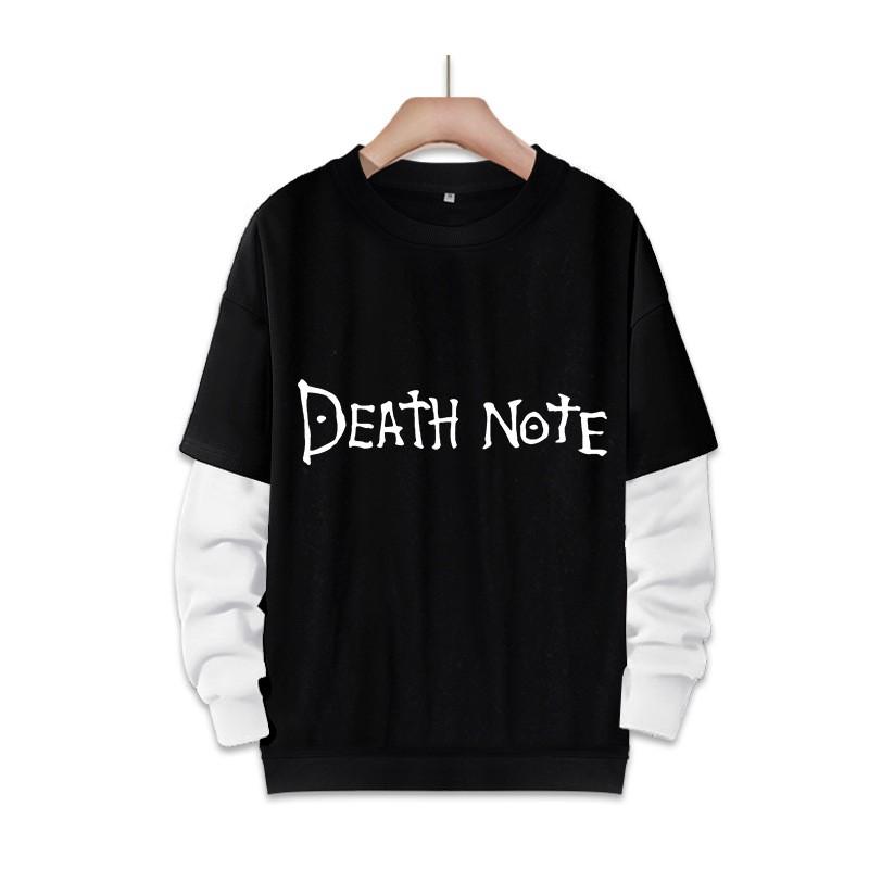 Stampa Anime Death Note Nero/Grigio S-3XL Casual Manica Lunga