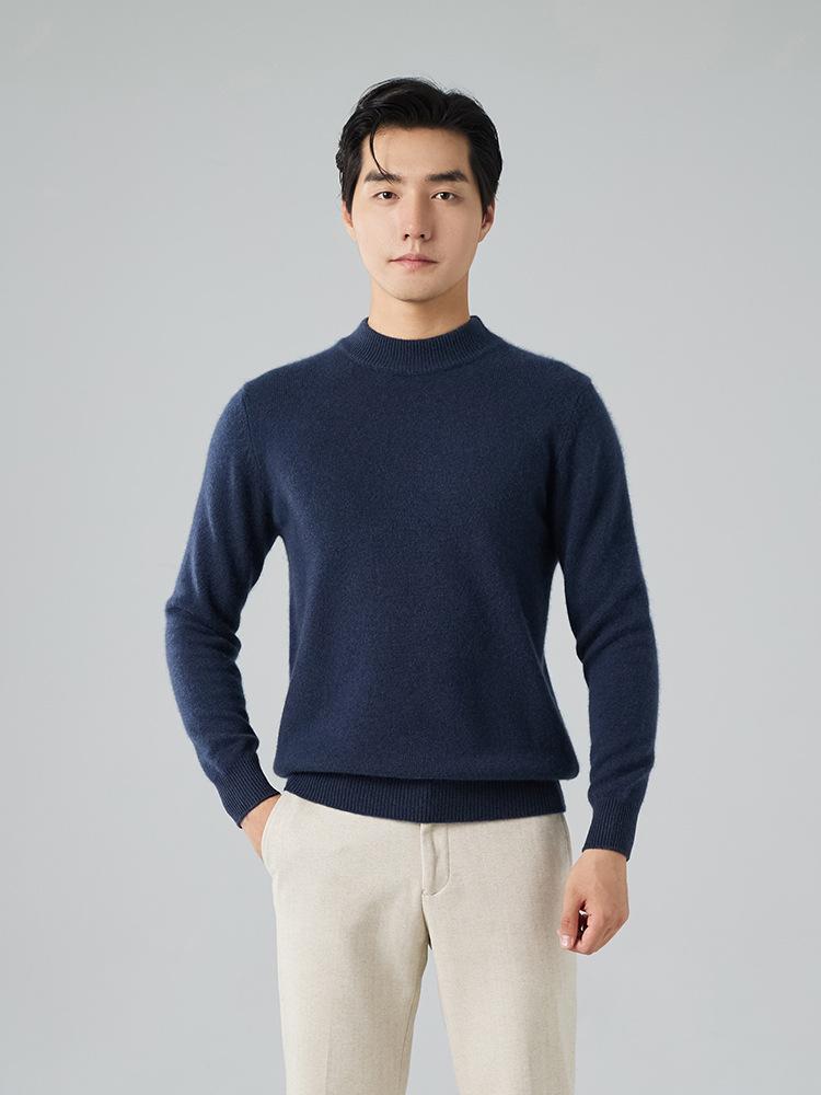 Semi-turtleneck cashmere sweater seven-needle thickened pullover sweater bottoming knitted sweater wool sweater