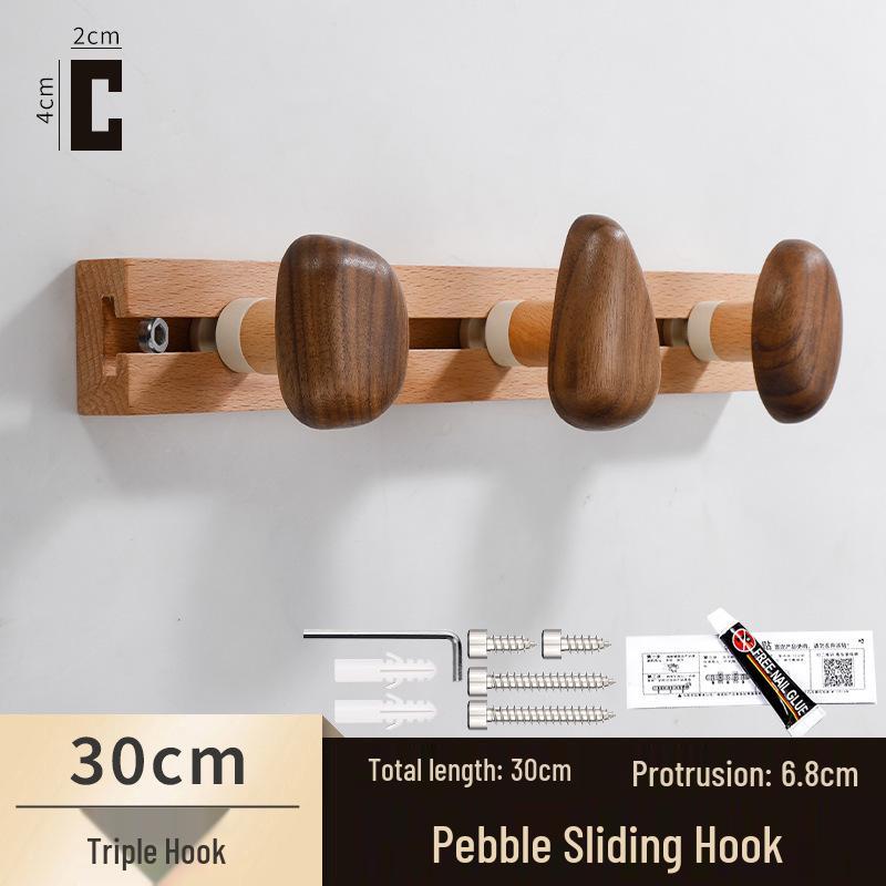 Solid Wood No-Punch Wall-Mounted Coat Hook