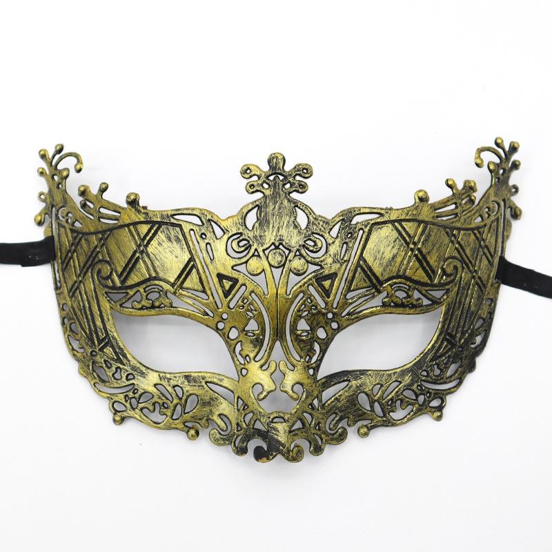 Halloween Horror Ball Party Mask Retro Jazz Flat Head Antique Half Face Bar Cosplay Decoration Props Men and Women Gold Silver
