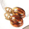 Amber Resin Pig Nose Buckle Dangle Earrings for Women - Retro 304 Stainless Steel Design