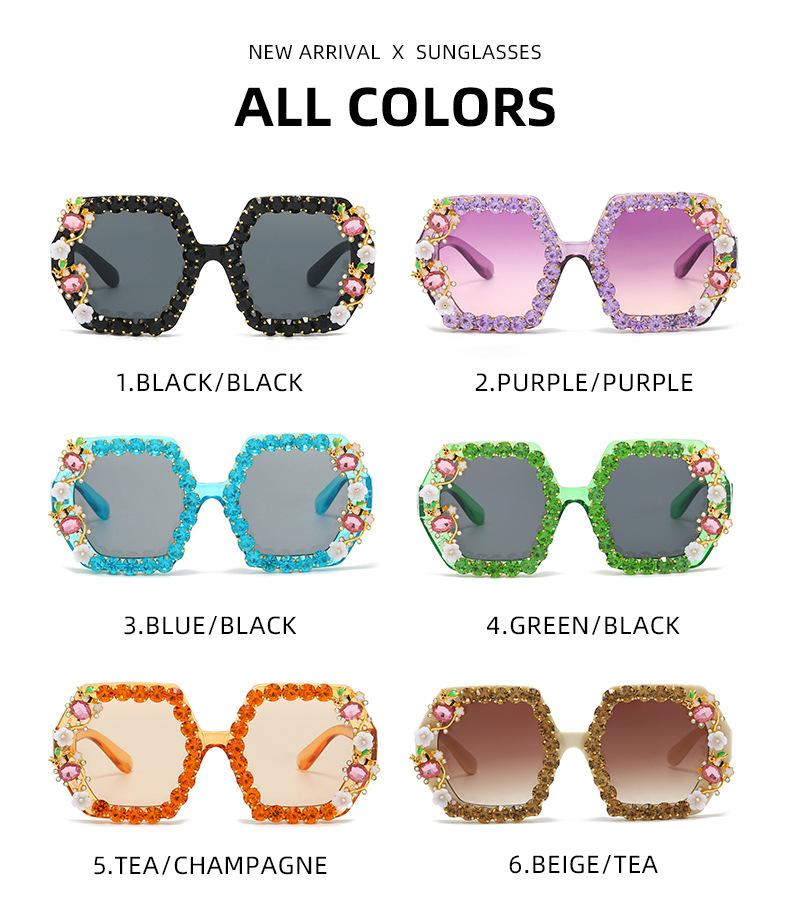 Fashion Inlaid Rhinestone Sparkling Square Frame Sunglasses For Women'S Summer Beach Personalized Party Outfits And Accessories
