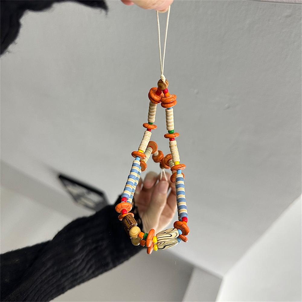 Summer Colorful Beaded Phone Charm Strap Pendant For iPhone Samsung Accessrioes Stylish Chain Lanyard Woman Hanging Rope Cord