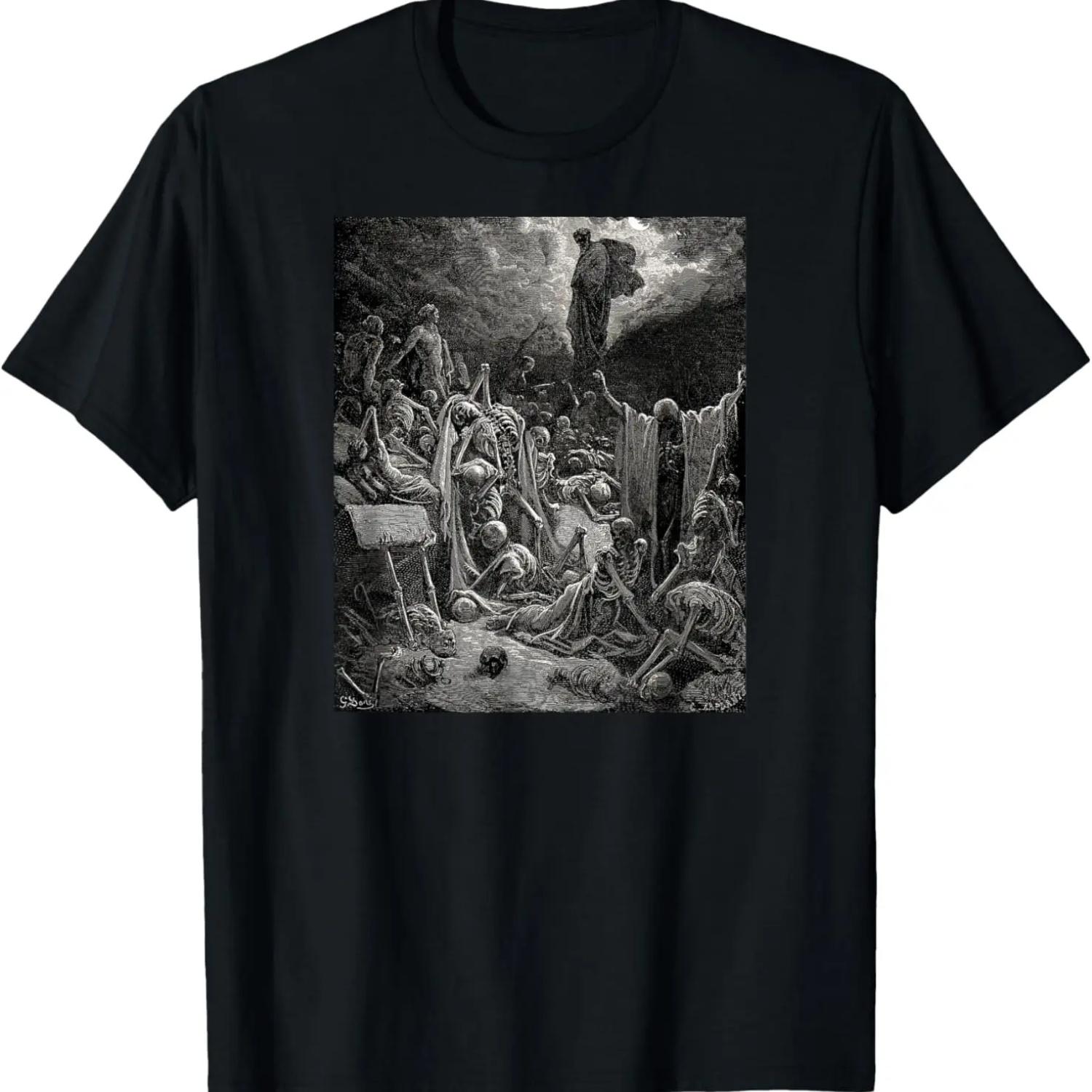 The Vision of the Valley of Dry Bones Gustave Dore T-Shirt S чёрный