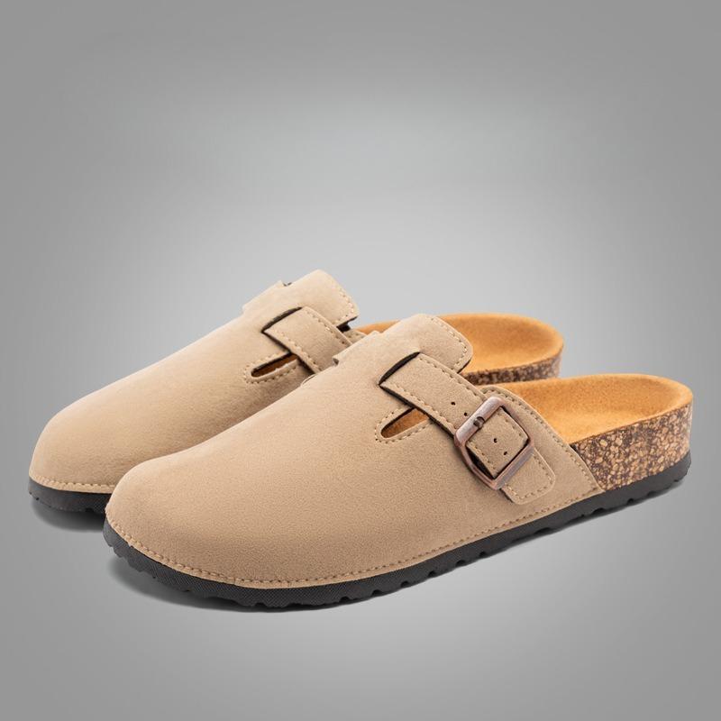 Женские мюли 2025 пробковые клоги тапочки модные с мягкой стелькой замшевые пляжные шлепанцы с поддержкой свода стопы для девочек для улицы 36-37 чёрный 4498₽