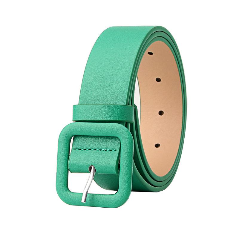 The New Simple and High-end Women's Square Buckle Candy-colored Versatile Decorative Belt Is Fashionable and Elegant for Women