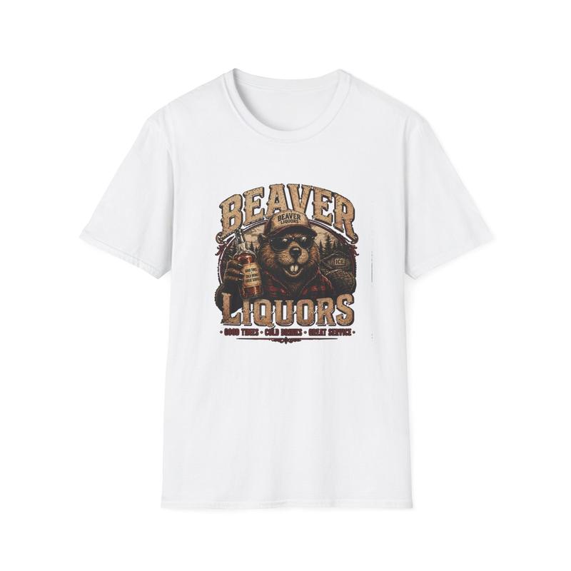Beaver Liquors Unisex T-Shirt| Vintage Bear Drinking Bottle Graphic S