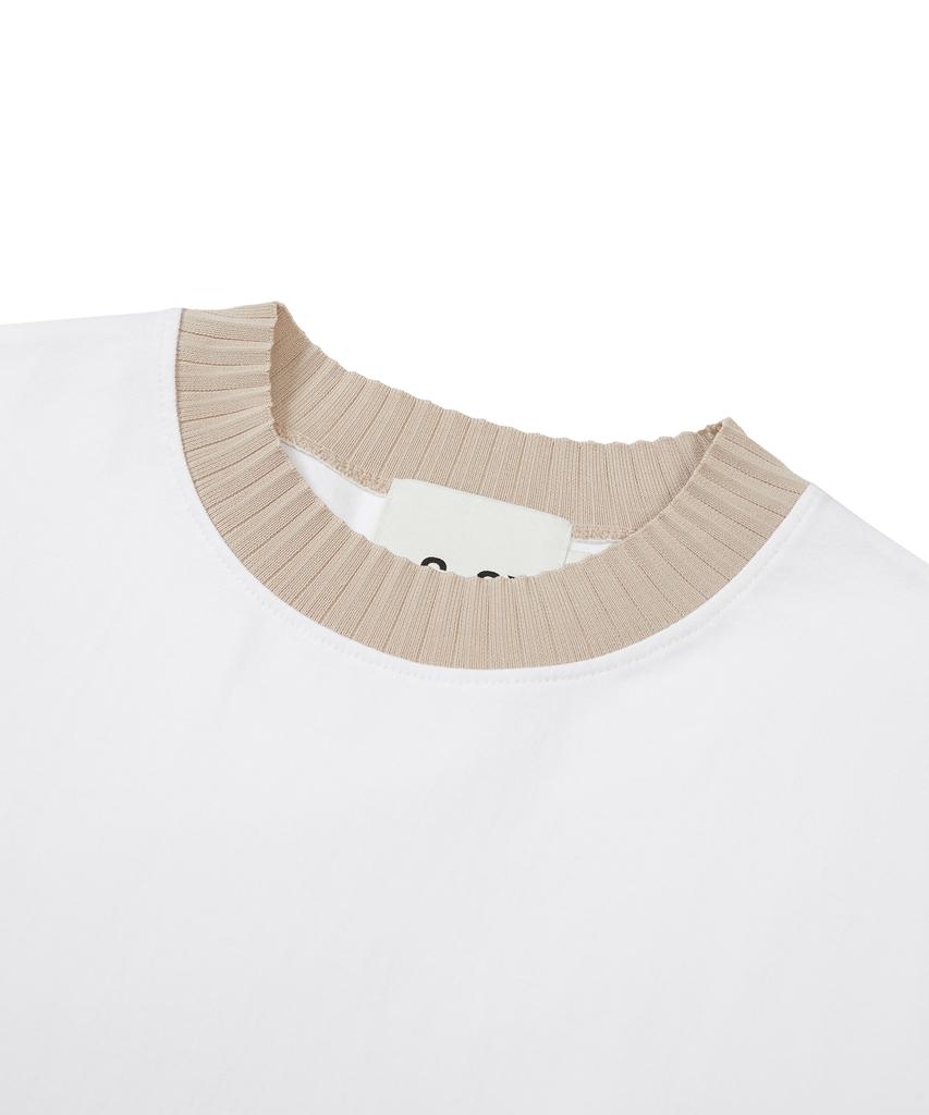 SSY Rib Bold Neck Pierced T-Shirt White