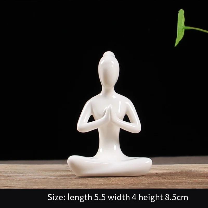 Статуя в позе йоги, статуя, керамический орнамент, домашняя абстрактная фигура, украшение для настенного шкафа