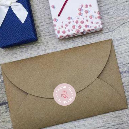 500Pcs/Roll Gift Sign Sticker Widely Applied Floral Art Paper Sticker Thank You Gift Packaging Label Tag for Handicraft