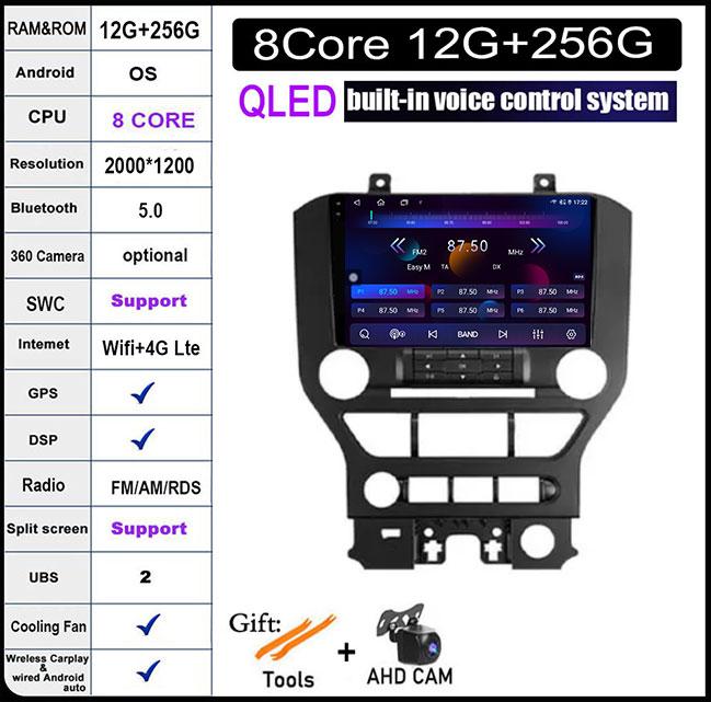 9 Lnch Android 14 For Ford Mustang 6 VI S550 2014 - 2021 Car Radio Multimedia Video Player Navigation GPS Stereo Auto 4G+WIFI
