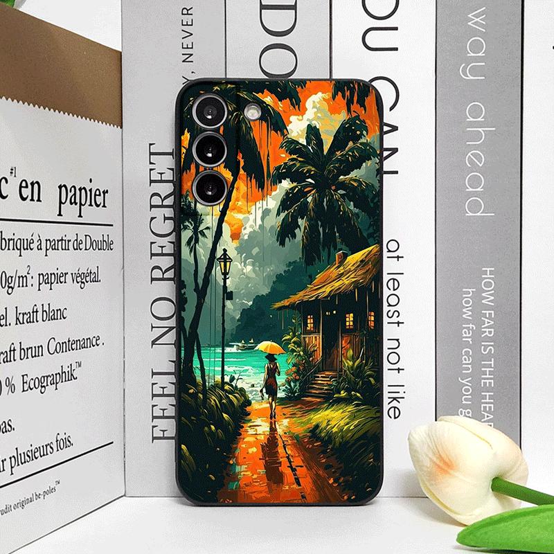 Lustige Kokospalme am Meer Küstenlandschaft Handyhülle für Google Pixel 9A 8 A 7A 6 A 7 PRO 8 9 Pro XL 5G Stoßfest Weiche Hülle
