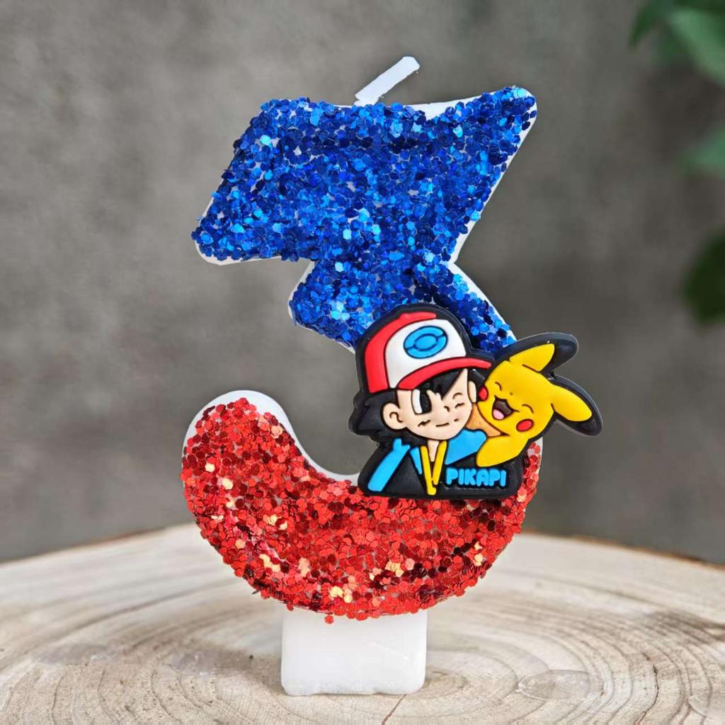 1-9  Themed Number Candles, Ling Glitter Birthday Cake Decorations For Kids Fans