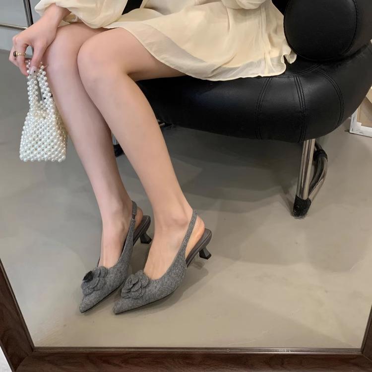 High Heels Bag Head Sandals Fairy Shoes Spring and Summer Pointed Single Shoes