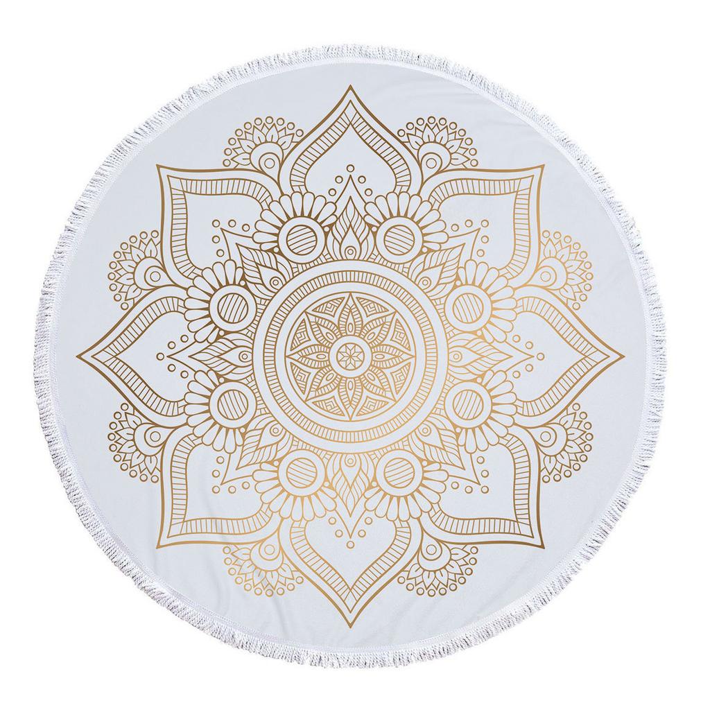 Bohemia Mandala Round Beach Towel Tassels Microfiber Exotic Flower Geometric Pattern Bath Towel Picnic Yoga Mat Bikini Cover Up