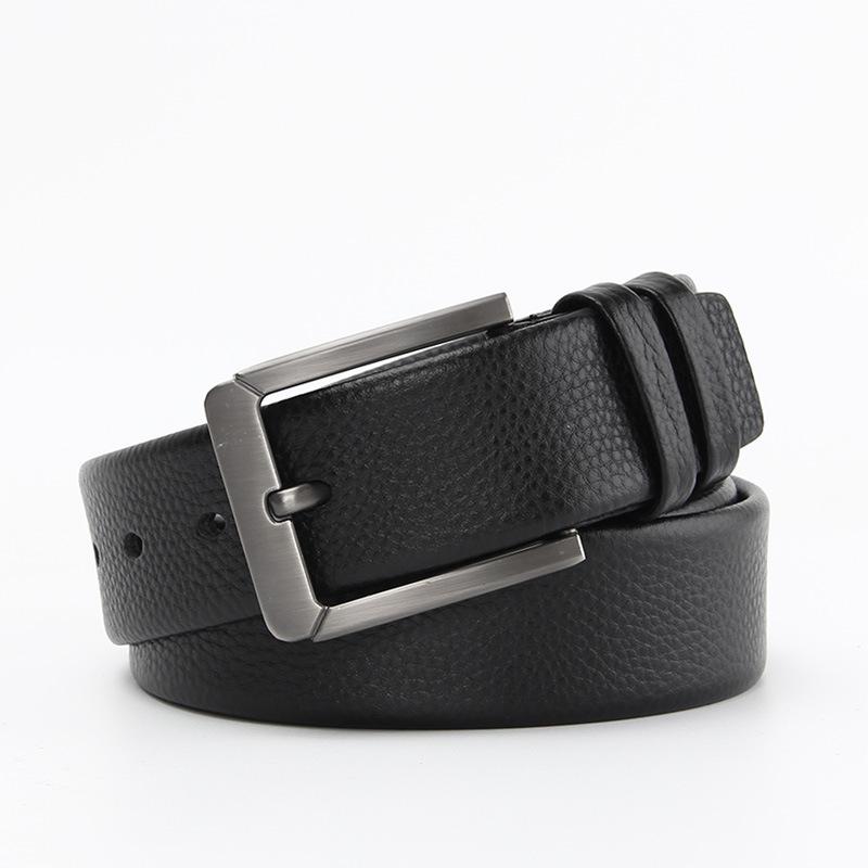 New Belt for Men's Genuine Leather Business Head Layer Cowhide Pin Buckle Belt Simple Classic Men's Trouser Belt