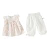 DAVE & BELLA Girls' Summer Flower Print Top & Nine-Point Pants Set