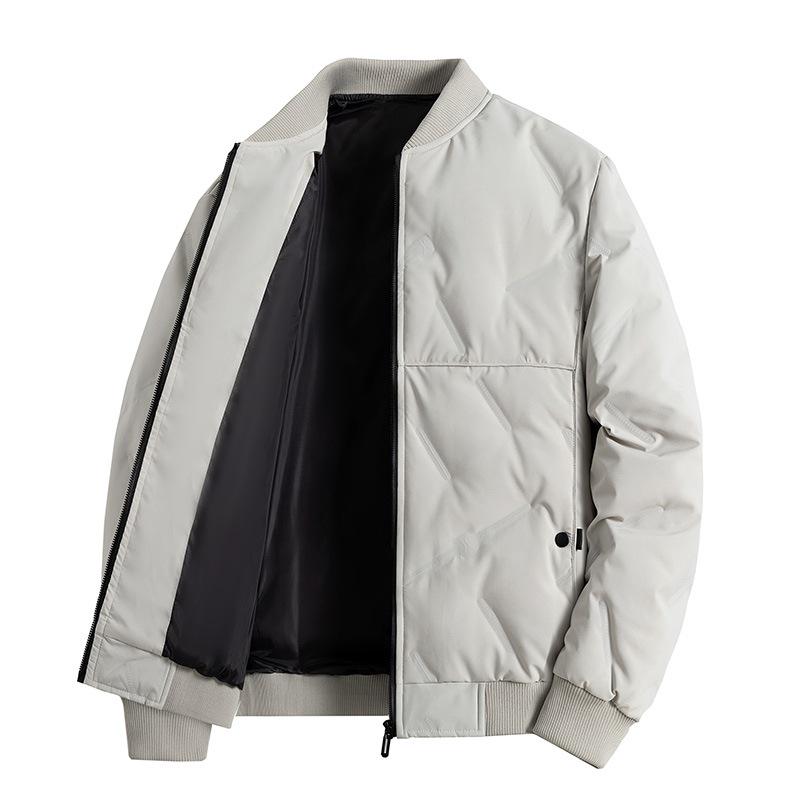 Leichte Herren-Pufferjacke mit Entendaunen - Stilvoller Herbst/Winter Stehkragen, Kurz und Warm