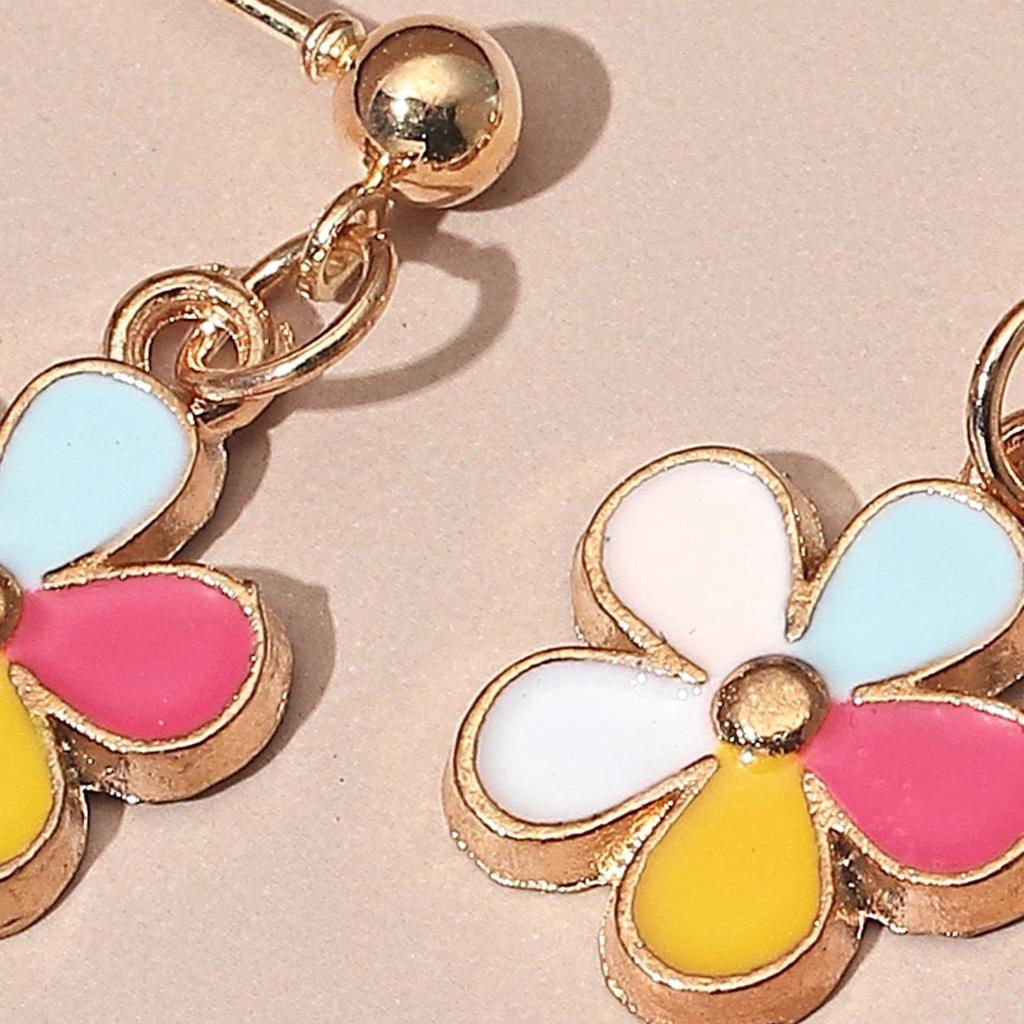 Violet Fashion Popular Multi-color Flower Earrings, Simple Personalized Women's Style