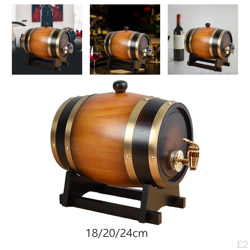 Premium Wooden Wine Barrel Dispenser with Stand - Elegant Beverage Container for Home Entertaining