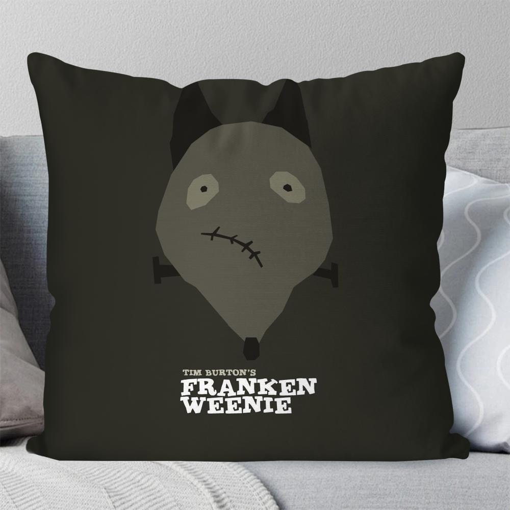 3D Black And White Fantasy Movie F-Frankeweenie Pillow Case Square Pillow Bedroom Sofa Leisure Living Room Home Decoration 40X40