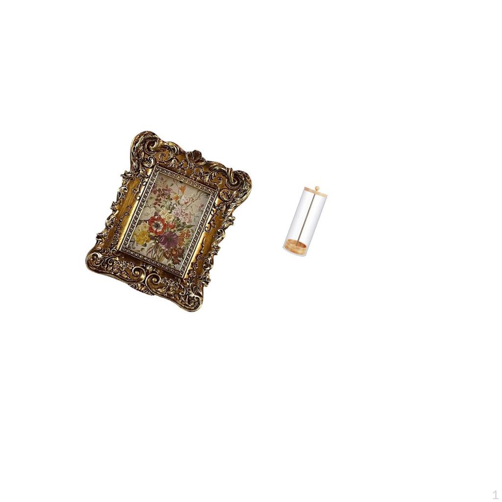 Hand Carved Floral Straw Organizer Antique Photo Frame And Reusable Transparent Holder for