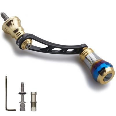 HEIGHTEN 56mm Reel Handle with 20mm Knob for Shimano and Daiwa Aurora Series Spinning Reels (Gold & Black) (HT8503)