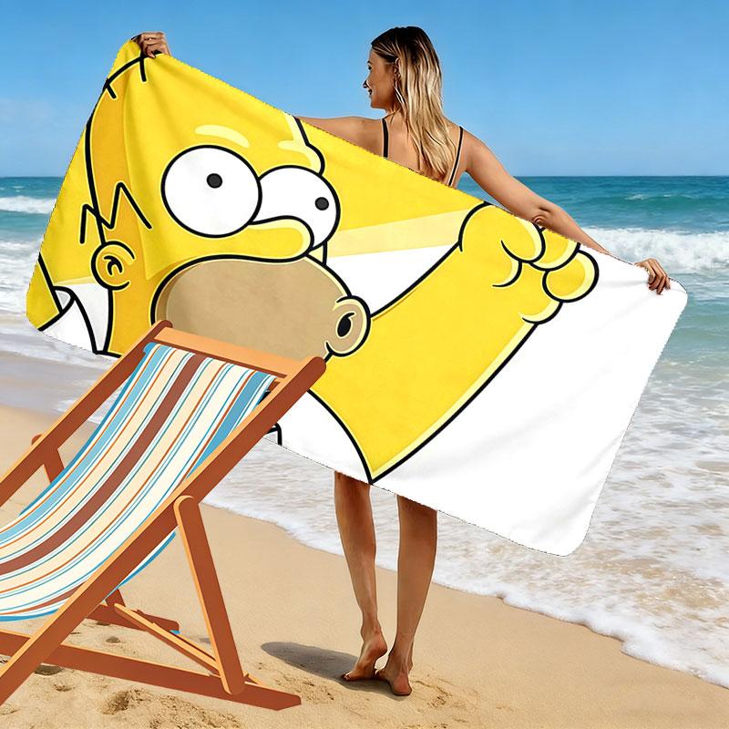 Homer Simpson Art Print Beach Towel, Large Soft Quick Dry Towel for Beach Camping Swimming