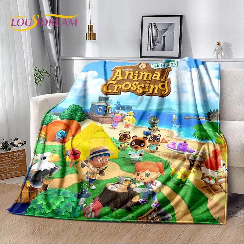 Manta de dibujos animados de Animal Crossing New Horizons, manta suave para el hogar, dormitorio, cama, sofá, Picnic, viaje, oficina, manta para niños
