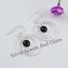 Hammered 925 Sterling Silver Black Onyx Earrings, Handmade December Birthstone