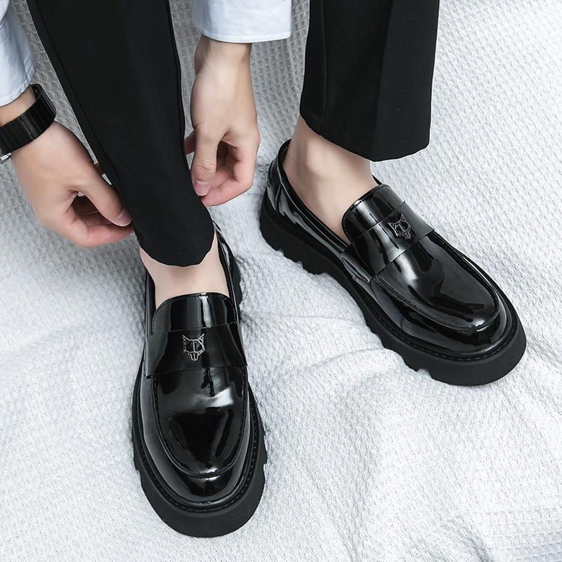 2025 Allround Leder Herren Slipper Neue Dicke Sohle Herren Business Schuhe Luxusmarke Männlich Bequeme Loafer