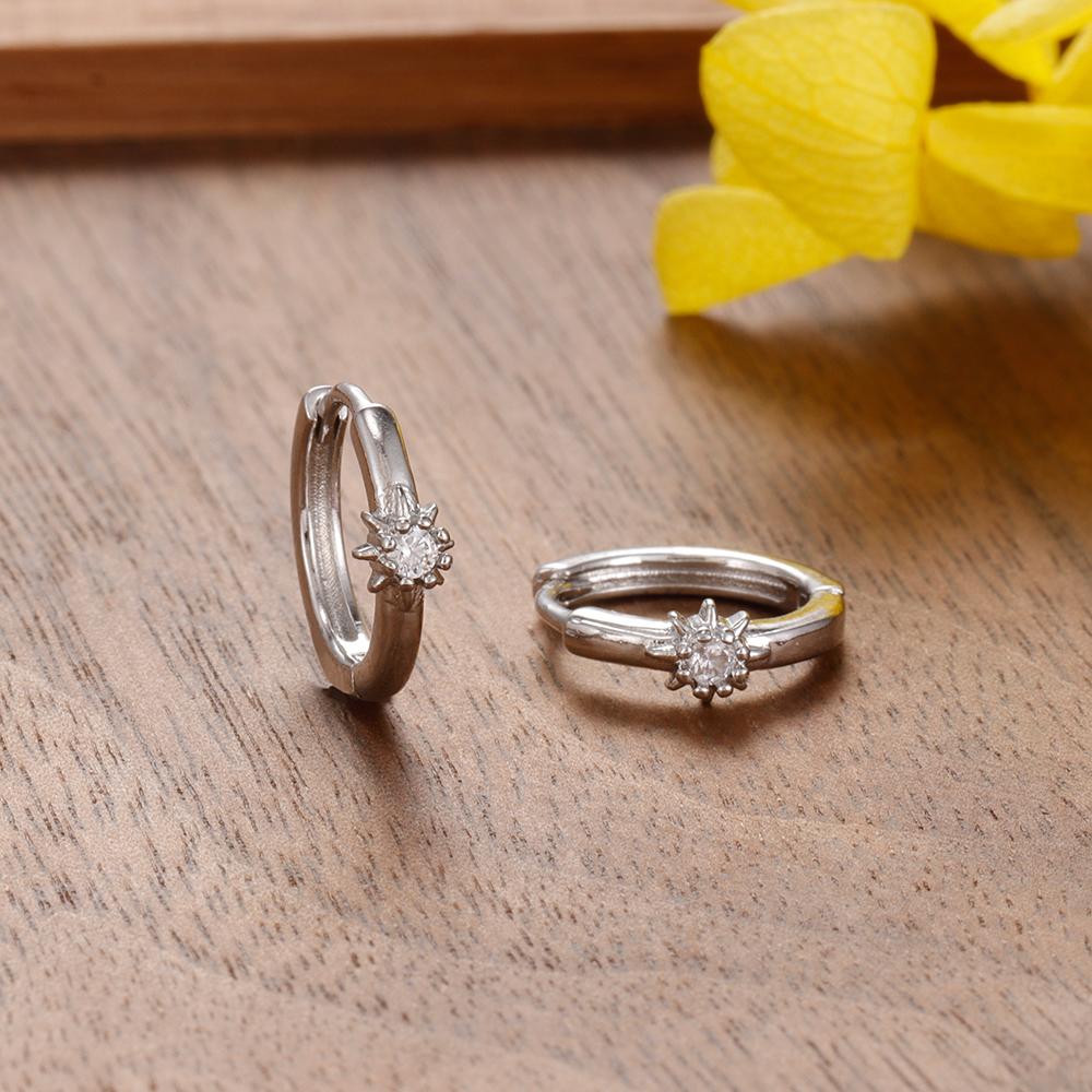 1Pair Stainless Steel Huggie Star Hoop Earrings for Women Girl Crystal Zirconia Round Circle Earrings Cartilage Piercing Jewelry