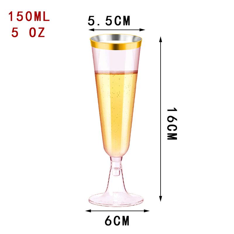 Detachable Red Wine Dessert Cup with High Stem - Disposable Plastic Champagne Flute for Weddings or Pudding Mousse.