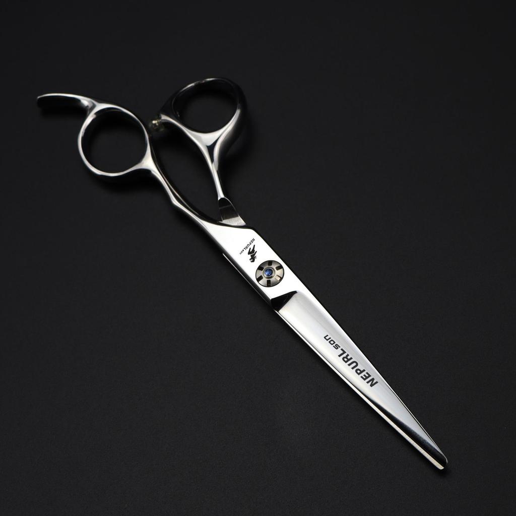 6.0-inch Napson Offset Thinning & Serrated Hairdressing Scissors with Carved Screws