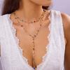 Trendige Gold Silber Farbe Glas Lange Y-förmige Halskette Metall Schlüsselbeinkette Sommerurlaubsparty Böhmischer Körperschmuck Geschenke