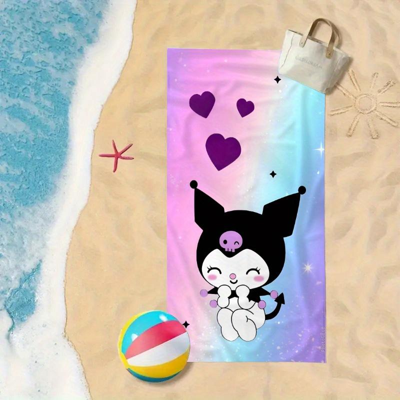 Kuromi Beach Towel Single Sided 2DPrint Quick Dry Microfiber Towel for Kids Girls for Beach Pool Bath Cute Kawaii Aesthetic Vibe
