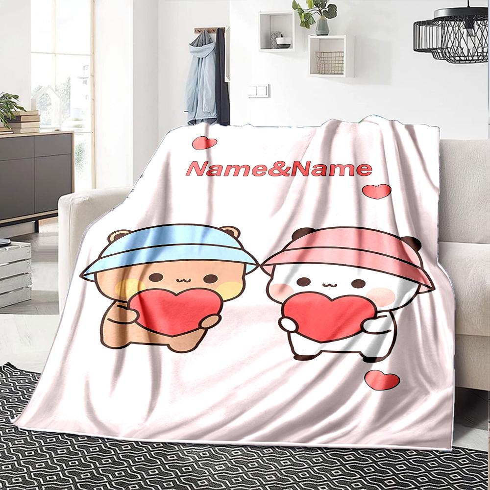 Custom Name Bubu Dudu Theme Printed Blanket - Perfect for Couch, Bed, Travel & Outdoor Use | Machine Washable, Cozy & Durable.