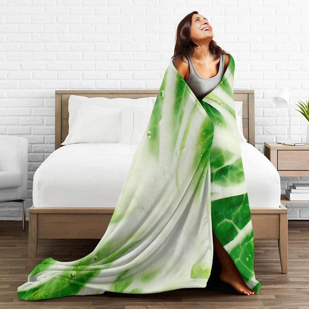 Delicious Food Pattern Cabbage Leaf Blankets Velvet Decoration 3D Multifunction Ultra-Soft Throw Blankets for Couch