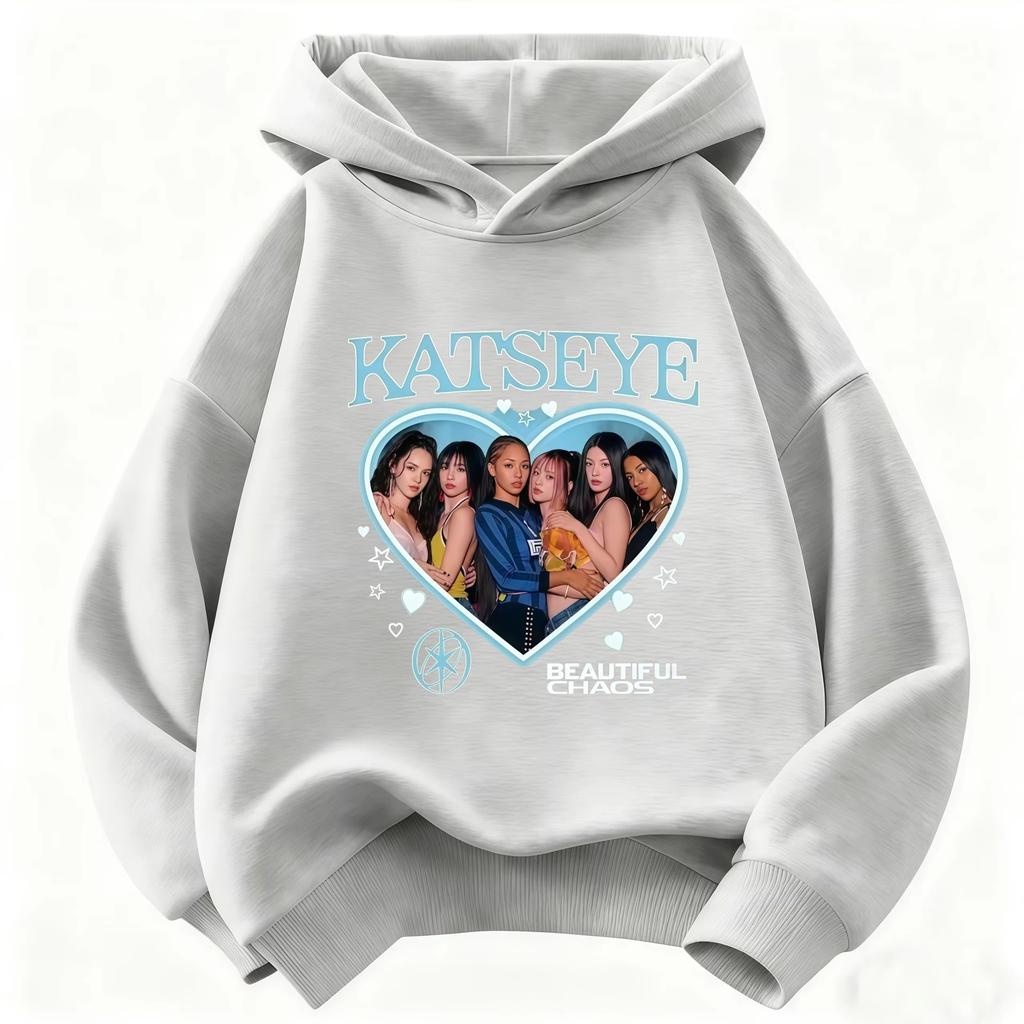 2026 Katseye Idol Printed Children'S Hooded Sweatshirt, Unisex, Harajuku Style Casual Style, Children'S Street Style Clothing